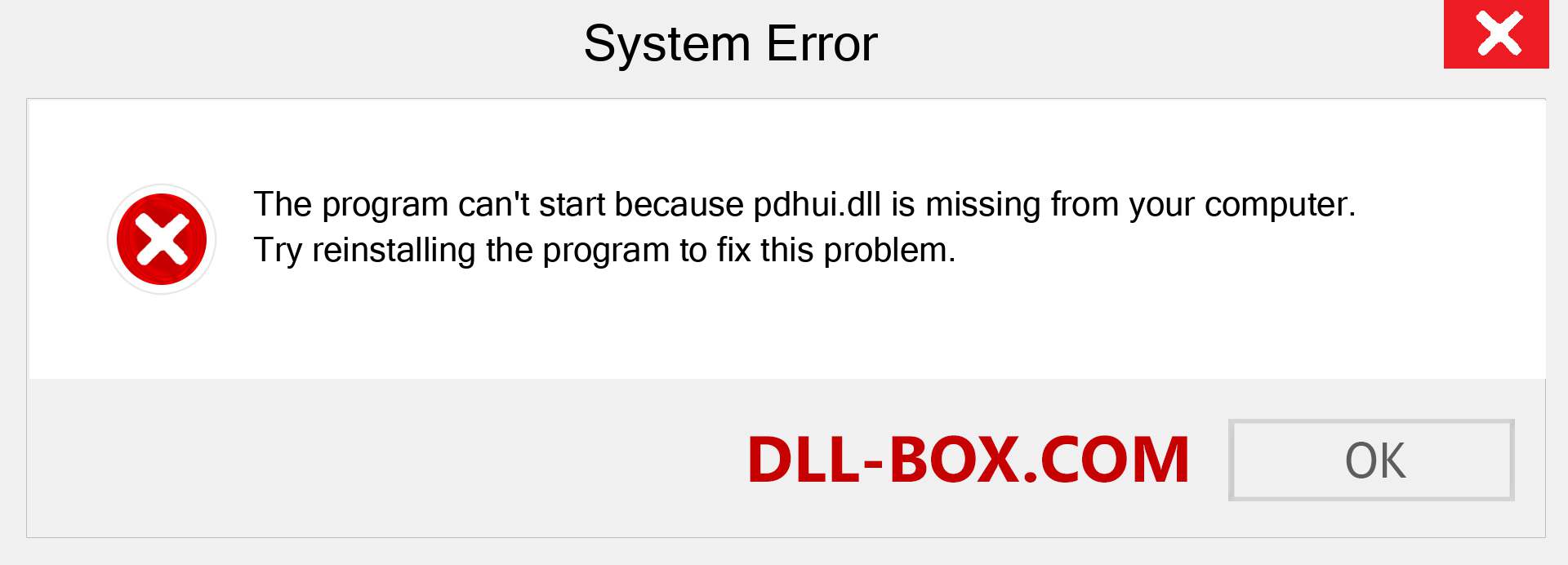  pdhui.dll file is missing?. Download for Windows 7, 8, 10 - Fix  pdhui dll Missing Error on Windows, photos, images